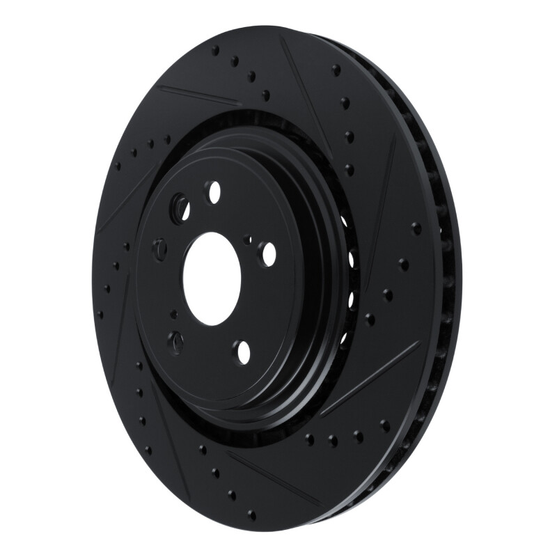 Lexus RX350 Brake Rotor (1) - Front Right - R1 Concepts - Drilled & Slotted - Black - `20-`25